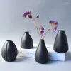 Vases Noir Mat Rétro Vase En Céramique Simple Arrangement De Fleurs Artisanat Décoration Maison Salon