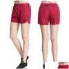 Pantaloncini da corsa Donna Maratona 2 in 1 Yoga Doppio strato Sport Maglia corta Pantaloni da jogging ad asciugatura rapida Fitness femminile Consegna a goccia Sport all'aperto Oti9H