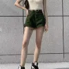 Short en jean vert pour femmes, taille haute, ample, été, sexy, ligne A, short décontracté, jambes larges, vêtements y2k pour femmes H4bR #