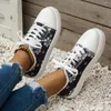 Casual Schuhe frauen 2024 Frühling Retro Floral Print Leinwand Mode Flache Spitze Up Turnschuhe Zapatos De Mujer