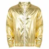 Mens Metallic Shiny Jacket Fi Zipper LG Sleeve Sweatshirt Outwear para Festival Music Festival Club Party Stage Performance F5EK#
