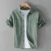 708 Summer New Fi Men's Couleur unie Simple Casual Cargo Shirt Teen Premium Lâche Blouse à manches courtes Confortable Tops quotidiens B8Dz #