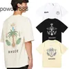 T-shirt a maniche corte casual in puro cotone doppio filato di alta qualità stampata Rhude Las Palmas piccola e alla moda per uomo donna