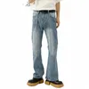 Ins Fi Straight Herren Jeans in voller Länge Y2k Hose mit weitem Bein Four Seass Loose Simple Distred W Micro Flare Pants 60fA #