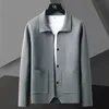 Printemps Automne Hommes Veste Tricotée Simple Luxe Fi Japon Style Busin Casual Revers Slim Fit Poche Couleur Unie Manteau Mâle m7VW #