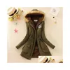 Womens Trench Coats 2023 Autumn Winter Women Cotton Jacket Padded Casual Slim Coat Emboridery Hooded Parkas Wadded Warm Overcoat Drop Ot9Yc