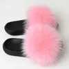 Slippers REAL FOX FUR SLIDER و FLUFFY Indoor Womens Flip Beach Shoes Summer Sandals Free H240328OIL1