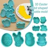 Bakning Mögel Happy Easter Plastic Cookie Cutter Egg Biscuit Party Tools Cartoon Supplies 3D DIY Mögel A2R0