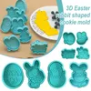 Stampi da forno Buona Pasqua Taglierina per biscotti in plastica Forniture per biscotti all'uovo 3d Party Cartoon Stampi Strumenti Fai da te R8c3