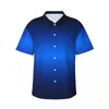 Camisas casuais masculinas elétrica azul camisa de férias homem minimalista brilho gradiente havaiano manga curta novidade blusas grandes