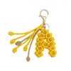 Keychains Handmade Knitting Daisy Flower Letter For Women Girl Crocheted Keyring Pendants Key Chains Rings Bag Gift