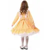 halen Children Cute Maid Cosplay Costume Holiday Party Beer Festival Yellow Checked Floral Dr Set Sweet Stage Clothing q5na#