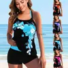 Nieuwe 2022 Dames Bloemenprint Tankini Badmode Badpak Vrouwelijke Print Bikini Set Zomer Plus Size Monokini Badpak Strandkleding T240328