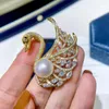 Brooches MeibaPJ 9-10mm Natural Black Pearl Ear Of Wheat Corsage Brooch Fashion Sweater Jewelry For Women Empty Tray