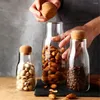 Storage Bottles Cork Lid Sealed Jar Juice Water Milk Glass Bottle Kitchen Container Jars For Tea Coffee Beans Spice Sugar Cereal