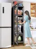 Kitchen Storage Floor Multi-layer Slit With Door Cabinet Multi-functional Refrigerator Side