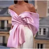 Women's Blouses Summer Satin Top Tank Women Bow Off Shoulder Sexy Backless Female Club Party Shirts 2024 Y2k Streetwear Slim Pink Lace Up