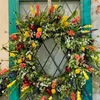 Декоративные цветы, венок из искусственных цветов, весна-лето, полевой цветок, декор для двери, сушеный лютик, бессмертное растение для свадьбы, 40 см