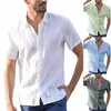 Camisas de manga corta de verano Hombre Cott Camisa de lino Blusas Hombres Camisa formal social blanca Busin Camisa superior informal Ropa de hombre A9HQ #