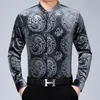 Man Velor Clothing Eleganckie wzory Veet koszule Fi Mandarin kołnierzy