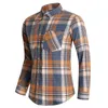 5xl 6xl 7xl Autumn Men's Fi Plaid skjorta Ny designficka LG -ärmskjortor Mens Casual Busin Office Work Dr Blue A3FX#