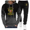 Rússia emblema ouro águia impressão 2pcs terno primavera outono moletom masculino conjunto spl tinta hoodies + calças de treino fitn roupas esportivas x1i0 #