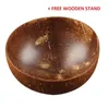 Bowls Natural Coconut Bowl Spoon Creative Shell Fruit Salad Noodle Rice Wooden Restaurant Tableware Kitchen Tools JU0035