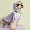 Vestuário de cachorro Lace Vestidos de cor sólida para cães pequenos Bonito algodão filhote de cachorro roupas menina verão macio teddy schnauzer trajes gota