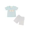 Conjuntos de roupas Atacado Meninas Cross Scree Imprimir Páscoa Boutique Little Boy Shorts com bolha de bebê
