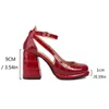 Модельные туфли ANOVISHANA, модные женские туфли-лодочки, 32–33, круглый носок, блочный каблук, 9 см, платформа, клетчатая пряжка на щиколотке, ремешок, большой размер 43, сексуальные свидания