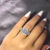 Mahkeme Sözü Halkası 925 STERLING Gümüş 3CT 5A Zircon CZ Engagement Wedding Band, Kadınlar İçin Akşam Partisi Jewelry204o