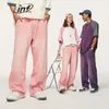 inflation Pink Wide Leg Jeans Unisex High Street Wed Denim Pants Mens Baggy Trousers Plus Size B3Ac#