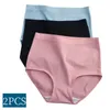 Women's Panties 2Pcs/Lot Cotton Women Seamless Underwear High Waist Comfort Solid Color Female Underpants Sexy Lingerie M-XXXL