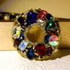Brooches Splendid Multi Colored Stones Circular Brooch Pin Holiday Jewelry
