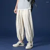 Men's Pants Men Jogger Wide Leg Teens Cotton Linen Loose Long Plus Size Casual Fashion TrendTrousers M-7XL 8XL Black Gray White