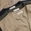 SW191021 Hombres Cargo Lona Chaleco Cott Pocket Khaki Vintage Caza Al aire libre Cam Simple Fi Deporte Color Sólido Chaleco K7xt #