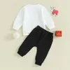 Clothing Sets Baby Boys Pants Set Long Sleeve Crew Neck Letters Print Sweatshirt With Elastic Waist Sweatpants Cute