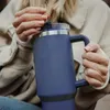 Reusable Insulated Stainless Steel Tumbler with Handle Straw Lid - Perfect for Men Women's Outdoor & Driving Needs