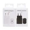 Chargeurs type-c 25W pour Samsung Galaxy S20, S21, S22, S23, S24, Note 10, EU, US, UK, USB C, adaptateur d'alimentation à charge rapide, qualité OEM EP-TA800