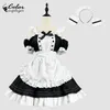 Kleur Cosplayer Kawaii Lolita Dr Vrouwen Maid Cosplay Kostuum Servant Cos Pak Volwassen Zwart Dr Halen Anime Kleding B9x1 #