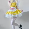 ロリータイエローメイドアニメコスプレ衣装日本のカワイイラブライブコスプレウェイウェイターアプレメイド衣装halenパーティーdr 49vq＃