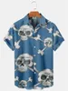 Letnie męskie hawajskie koszule na plaży Skull 3D Nadrukowane krótkie rękawy w stylu klapy retro fi kwiatowe odzież importowana c3se#