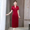 Ubranie etniczne 2024 Chińskie vintage qipao ulepszona sukienka Cheongsam National Flower Hafdery Wedding Elegancki bankiet wieczór