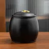 Förvaringsflaskor Creative Pure Black Ceramic Tea Sealed Box Coffee Candy Jar Container Table Ornaments Gift Home Decoration