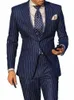 2022 Bleu marine 2 pièces Slim Fit Busin Hommes Costume Stripe Groom Mariage Tuxedo Custom Skinny Bal Mariage Busin Costume p5PI #