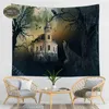 Tapissries Castle Crow Pumpkin Lantern Tapestry Halloween Heminredning Vägg hängande trolldom Gotisk dekoration Bakgrundsduk