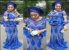 Robes de soirée africaines de grande taille sirène bleu royal bijou péplum perles manches longues robe de bal longue Aso Ebi femmes fête formelle Go7411749