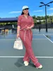 2023 FI Casual Knitwear Wide Leg Pants Two Piece Set Women Lapel LG Sleeve Pullover Top and Pants Loose Tracksuit Outfit H75M#