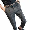 2023 Korean Men Suit Pants Casual Busin Dr Pants Fi Belt Office Social Streetwear Wedding Trousers Pantal Homme 36 c6fb#