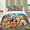 Cães impresso capa de edredão conjunto rainha super king size animal conjunto cama colcha roupas com fronhas para crianças 2266d